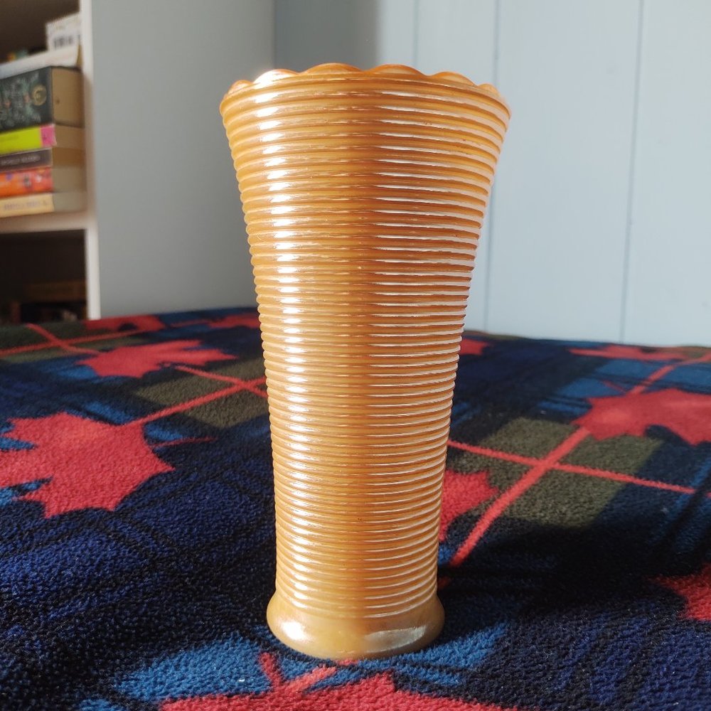 Vintage Fire King Peach Luster Vase